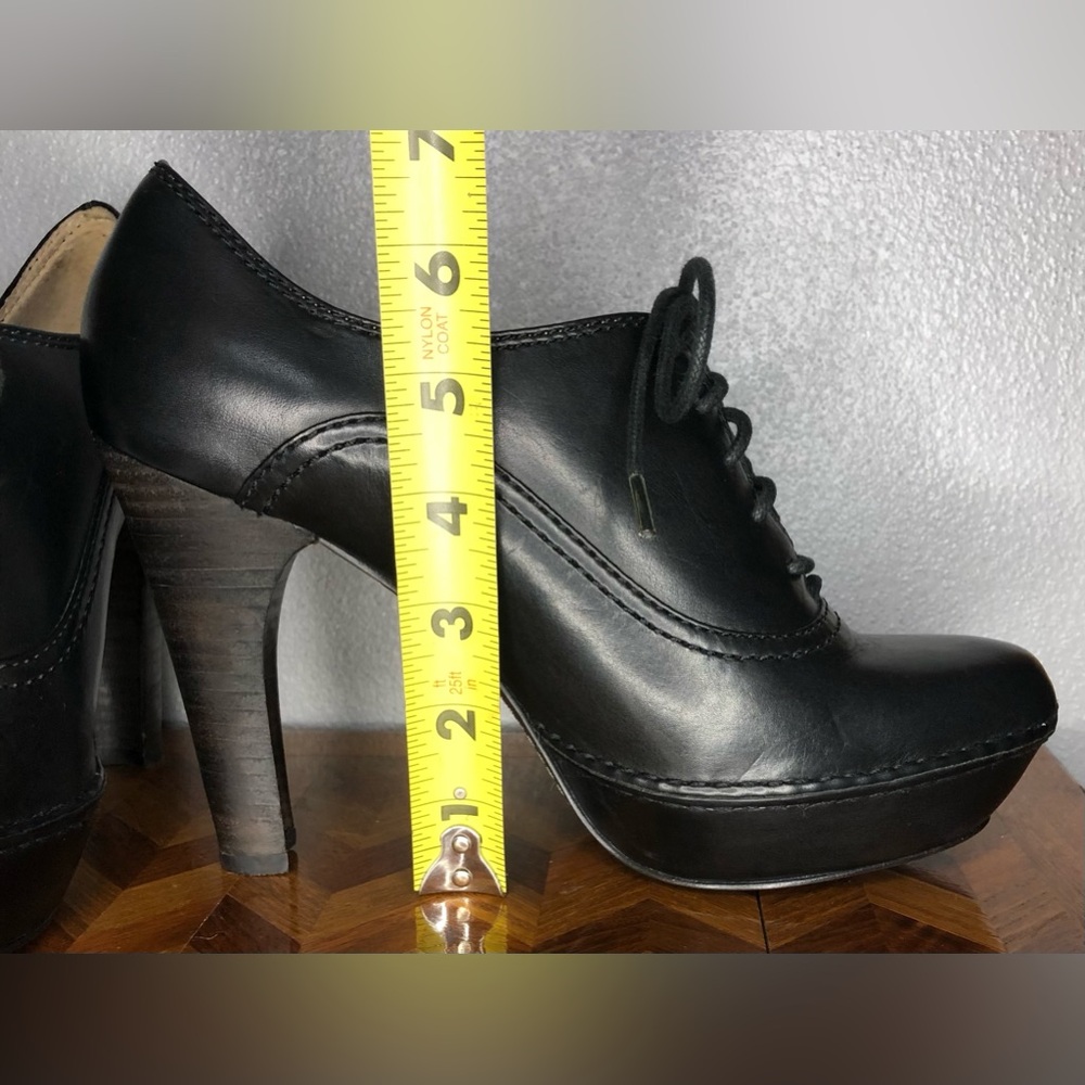 Frye Black Leather Lace-Up Platform Heels - Picture 6 of 14